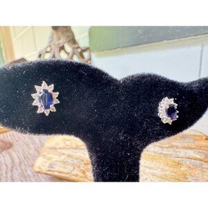 Sterling Silver Blue Sapphire Stud Earrings